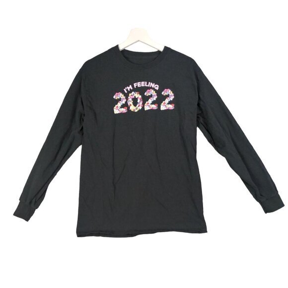 TAYLOR SWIFT Long Sleeve Top Women SZ M I'm Feeling 2022 Balloon Black Midnights - Picture 1 of 7